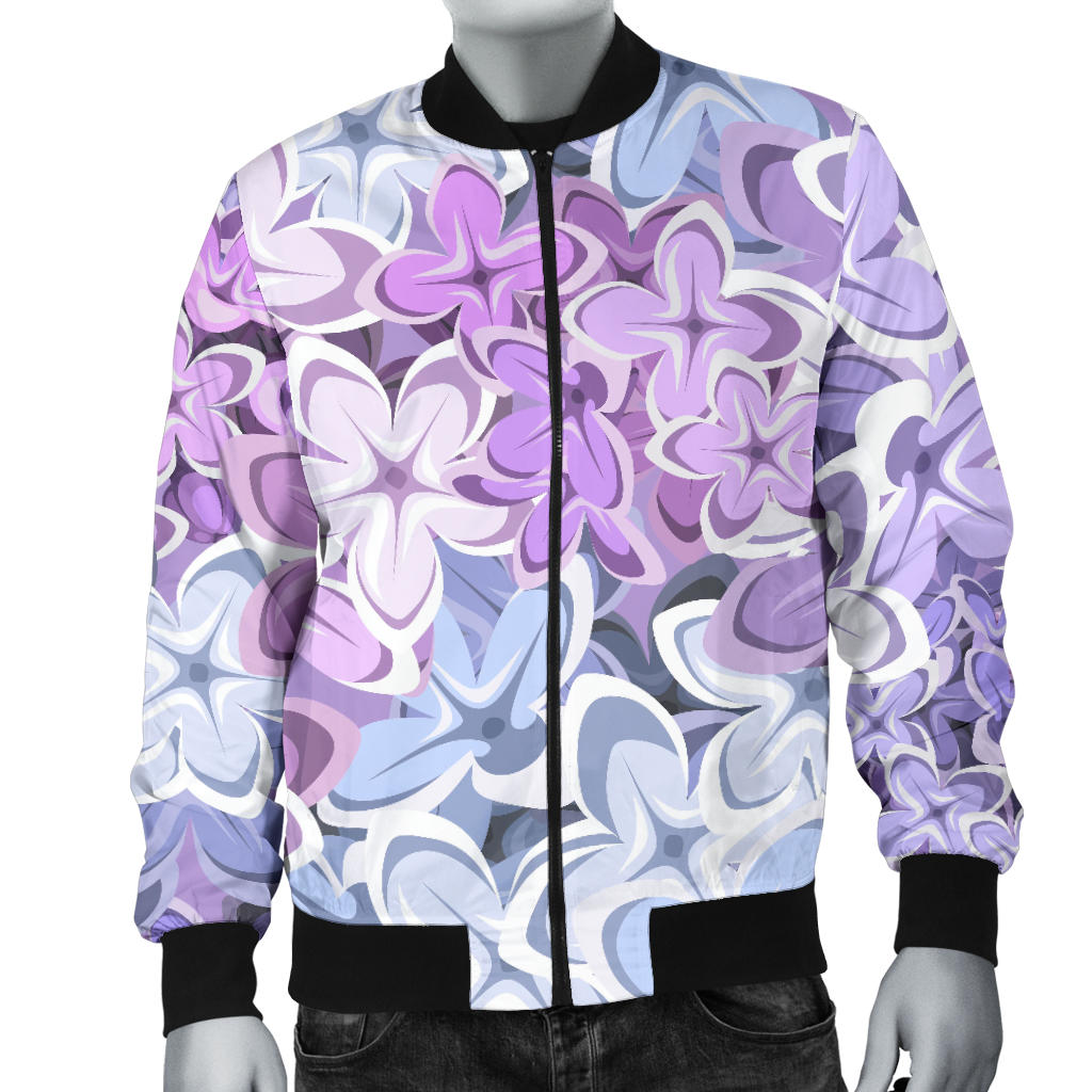 Lilac Pattern Print Design LI01 Men Bomber Jacket