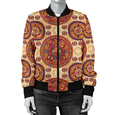 Calendar Aztec Pattern Print Design 01 Women's Bomber Jacket