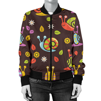 Snail Pattern Print Design 01 Women's Bomber Jacket