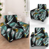 Gold Glitter Cyan Tropical Palm Leaves Armchair Slipcover