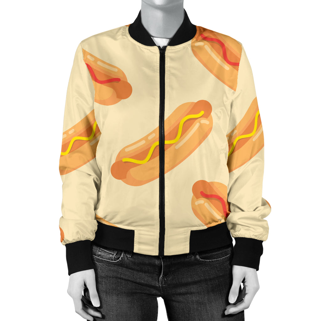 Hot Dog Pattern Print Design 05 Women's Bomber Jacket