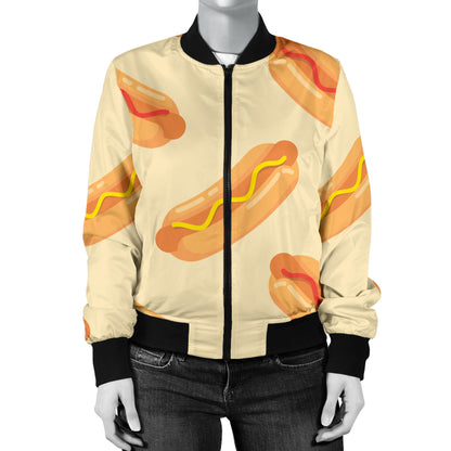 Hot Dog Pattern Print Design 05 Women's Bomber Jacket