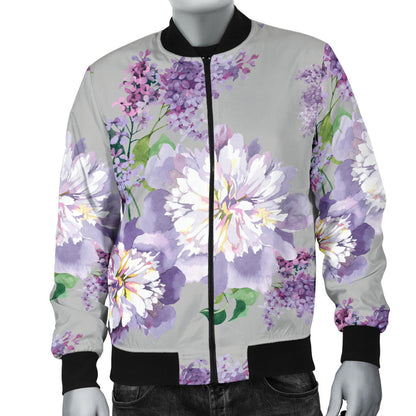 Lilac Pattern Print Design LI07 Men Bomber Jacket