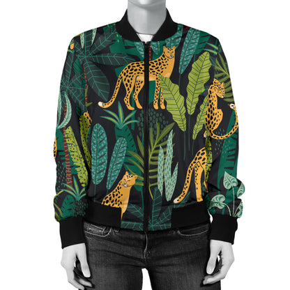 Jaguar Jungle Pattern Print Design 03 Women's Bomber Jacket