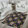 Lotus Embroidered Pattern Print Design LO06 Area Rugs