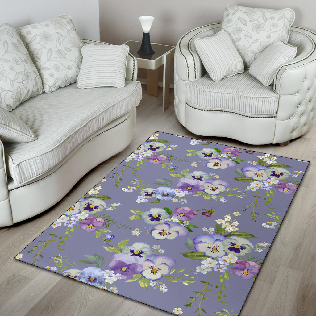 Pansy Pattern Print Design PS05 Area Rugs