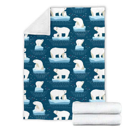 Polar Bear Pattern Print Design PB02 Fleece Blanket