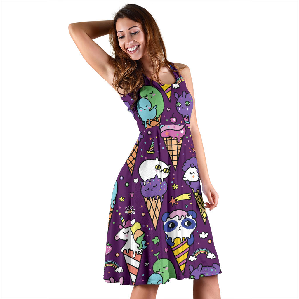 Ice Cream Pattern Print Design IC07 Midi Dress