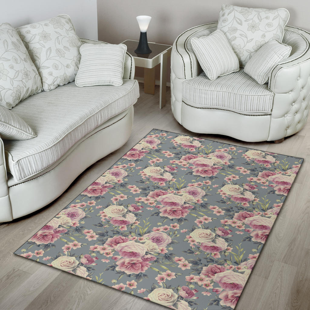 Peony Pattern Print Design PE05 Area Rugs