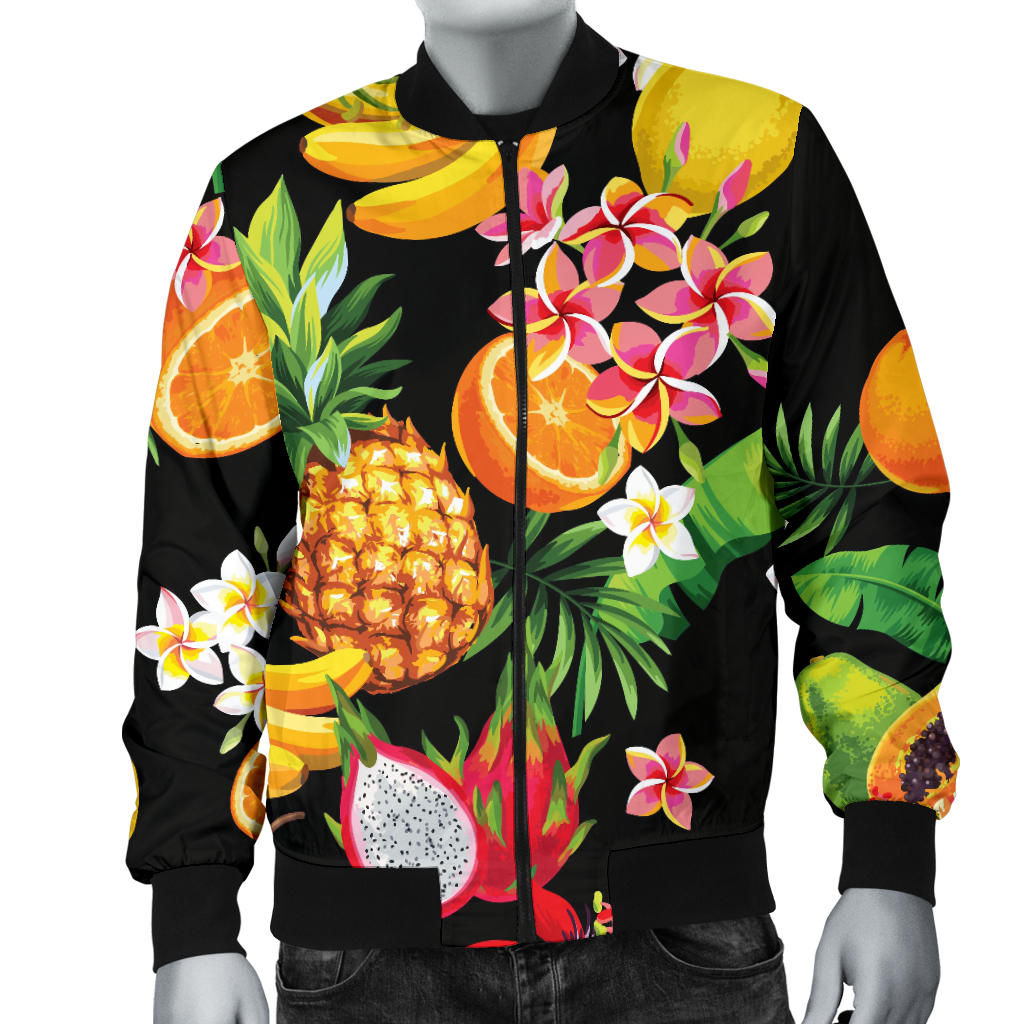 Tropical Fruits Pattern Print Design TF02 Men Bomber Jacket