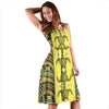 Polynesian Turtle Hawaiian Design Print Midi Dress