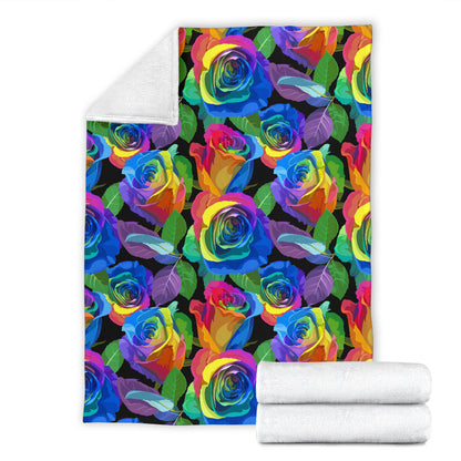Rose Pattern Print Design RO02 Fleece Blanket
