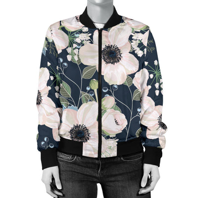 Anemone Pattern Print Design AM02 Women Bomber Jacket