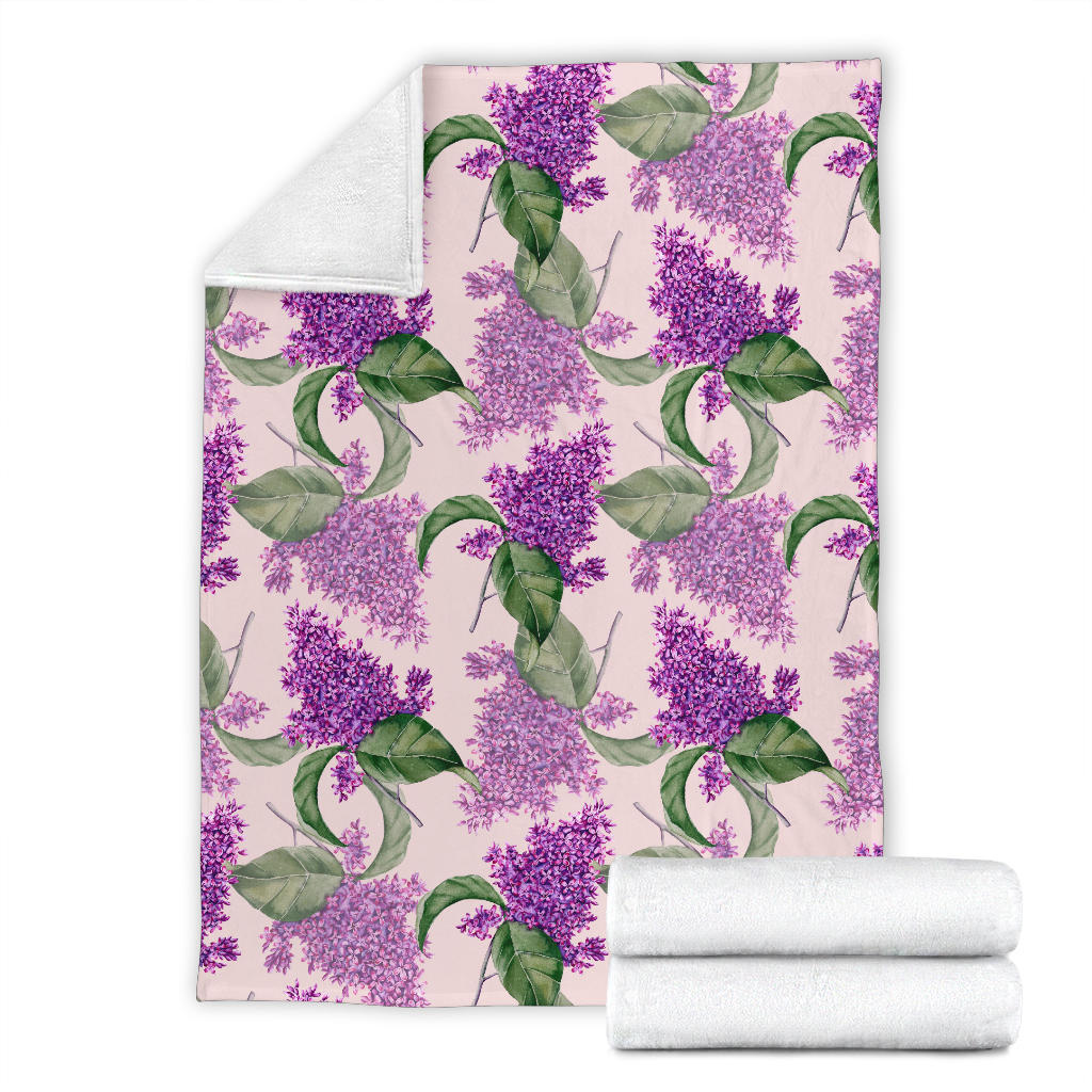 Lilac Pattern Print Design LI02 Fleece Blanket