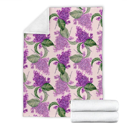 Lilac Pattern Print Design LI02 Fleece Blanket