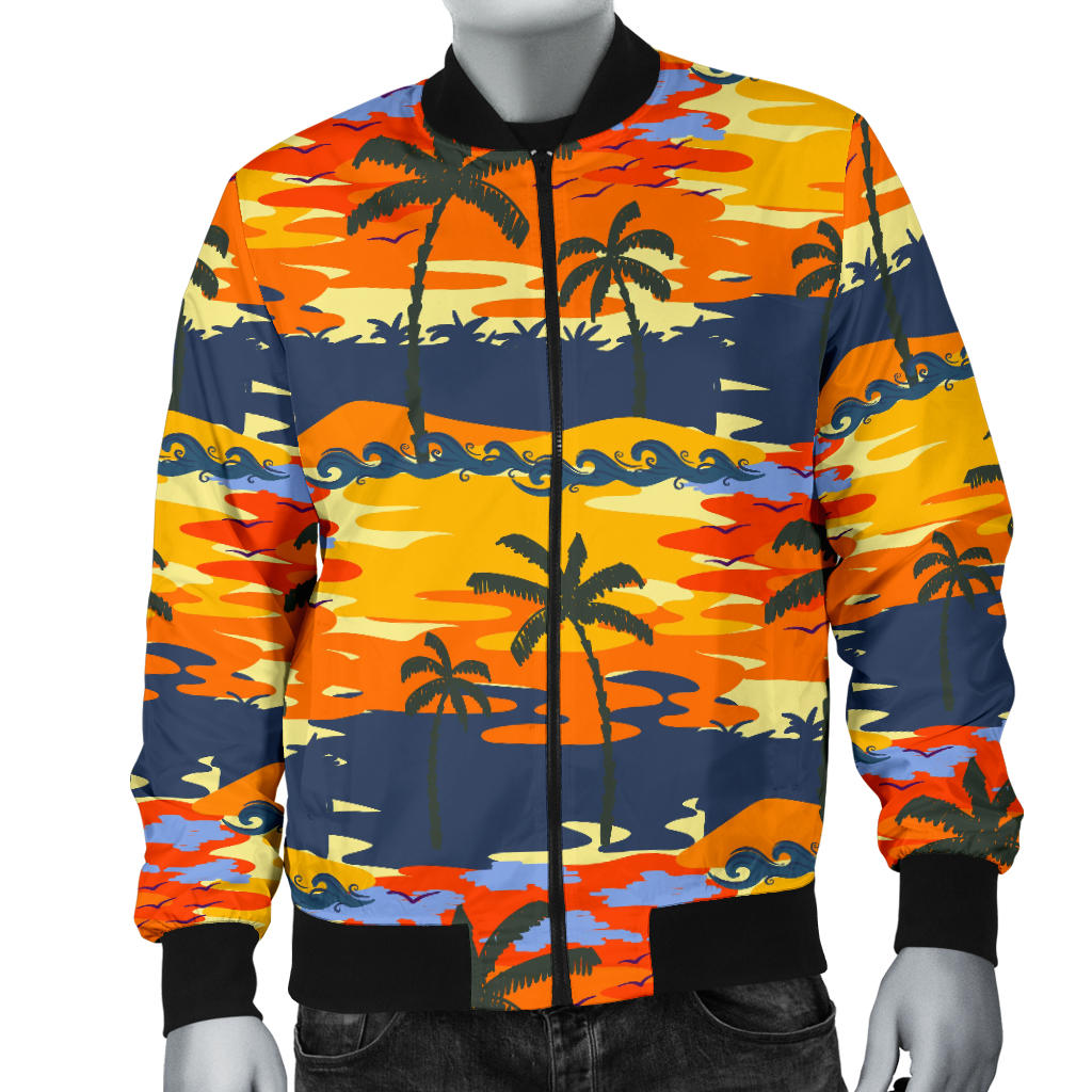 Palm Tree Pattern Print Design PT010 Men Bomber Jacket