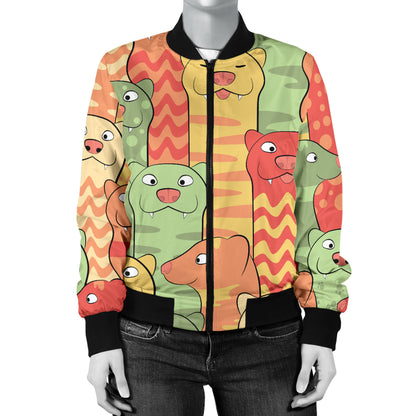 Ferret Pattern Print Design 01 Women's Bomber Jacket
