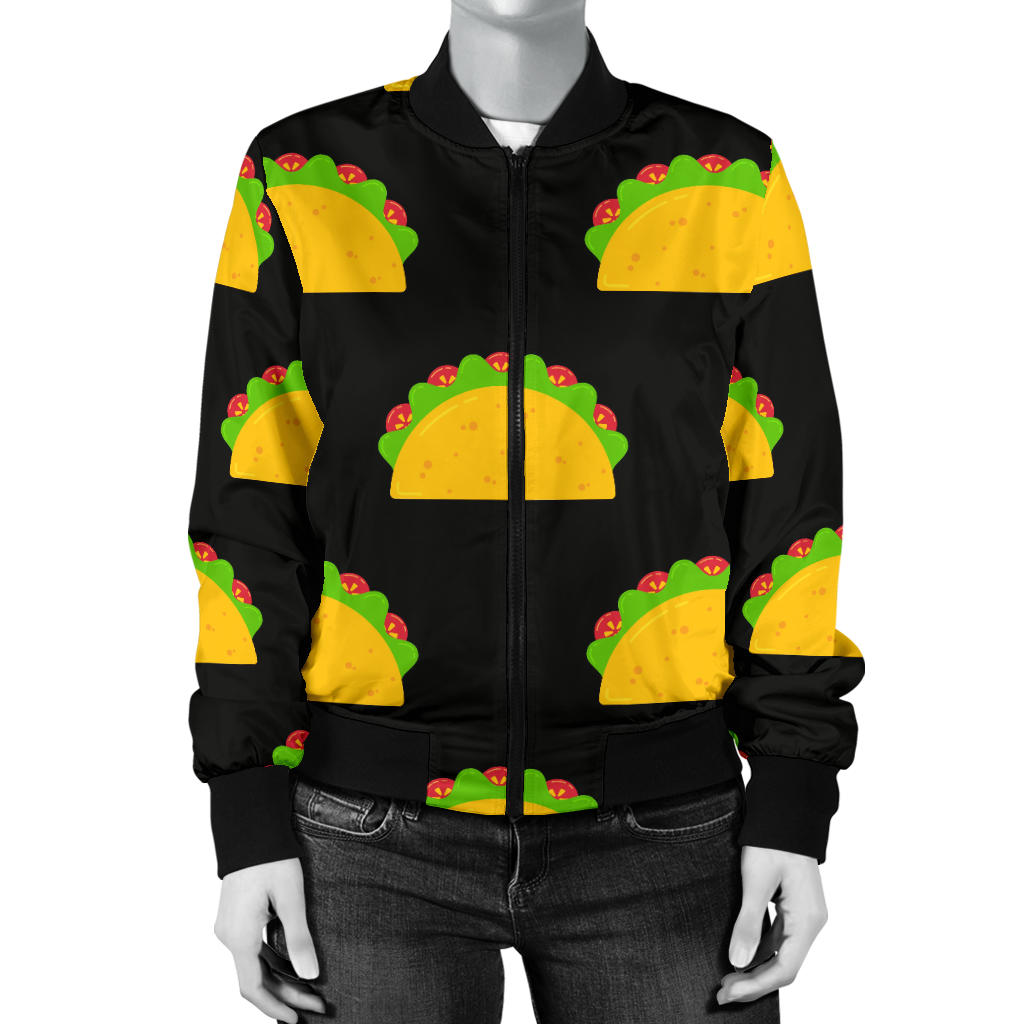Taco Pattern Print Design TC06 Women Bomber Jacket