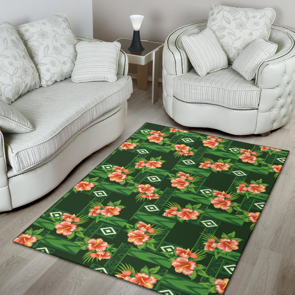 Hibiscus Pattern Print Design HB05 Area Rugs