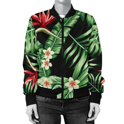 Bird Of Paradise Pattern Print Design BOP05 Women Bomber Jacket