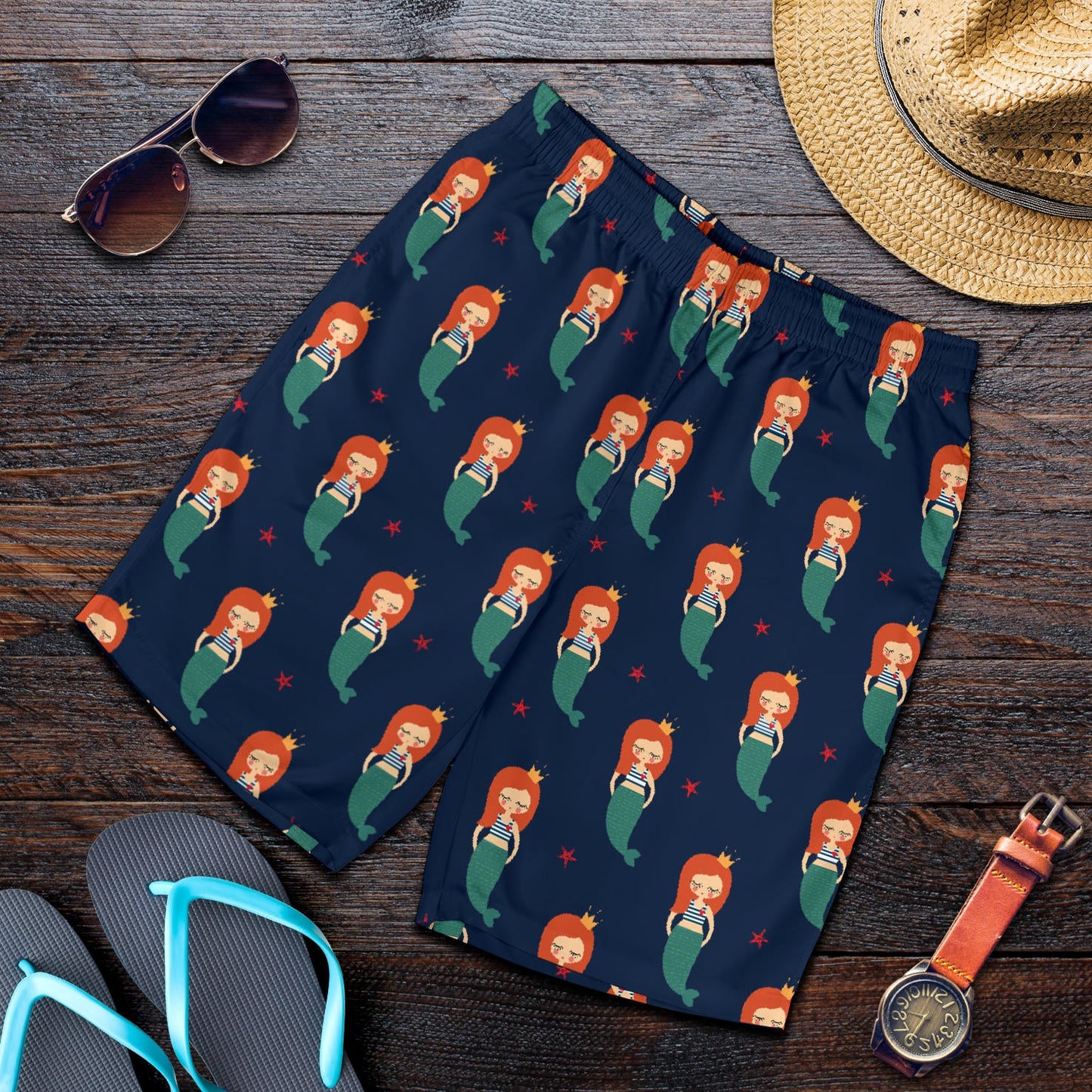 Mermaid Girl Pattern Print Design 01 Mens Shorts