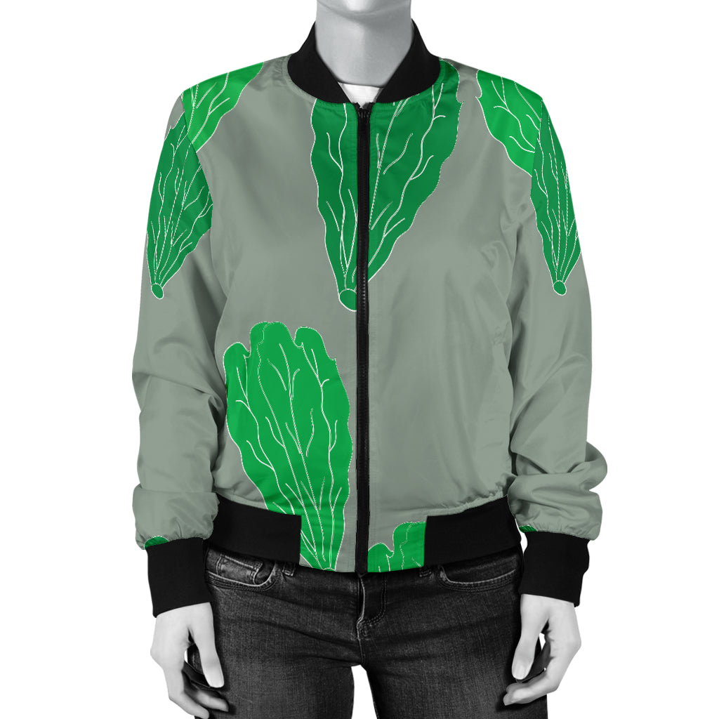 Lettuce Pattern Print Design 02 Women's Bomber Jacket