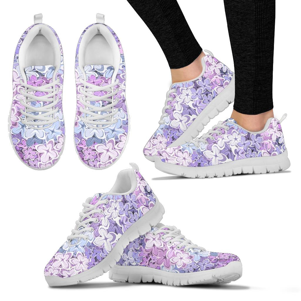Lilac Pattern Print Design LI01 Sneakers White Bottom Shoes
