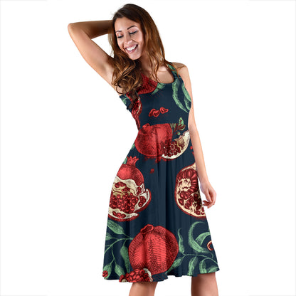 Pomegranate Pattern Print Design PG04 Midi Dress