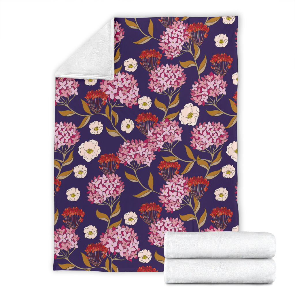 Hydrangea Pattern Print Design HD010 Fleece Blanket