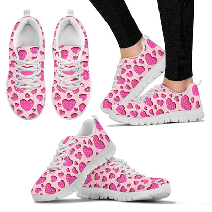 Heart Pink Pattern Print Design HE06 Sneakers White Bottom Shoes