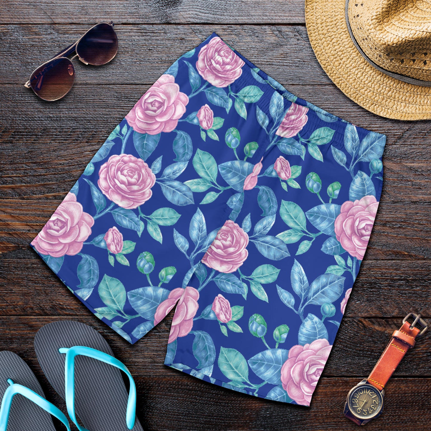 Camellia Pattern Print Design CM05 Mens Shorts