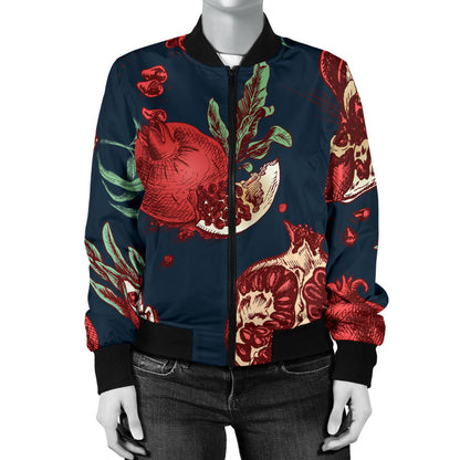 Pomegranate Pattern Print Design PG04 Women Bomber Jacket