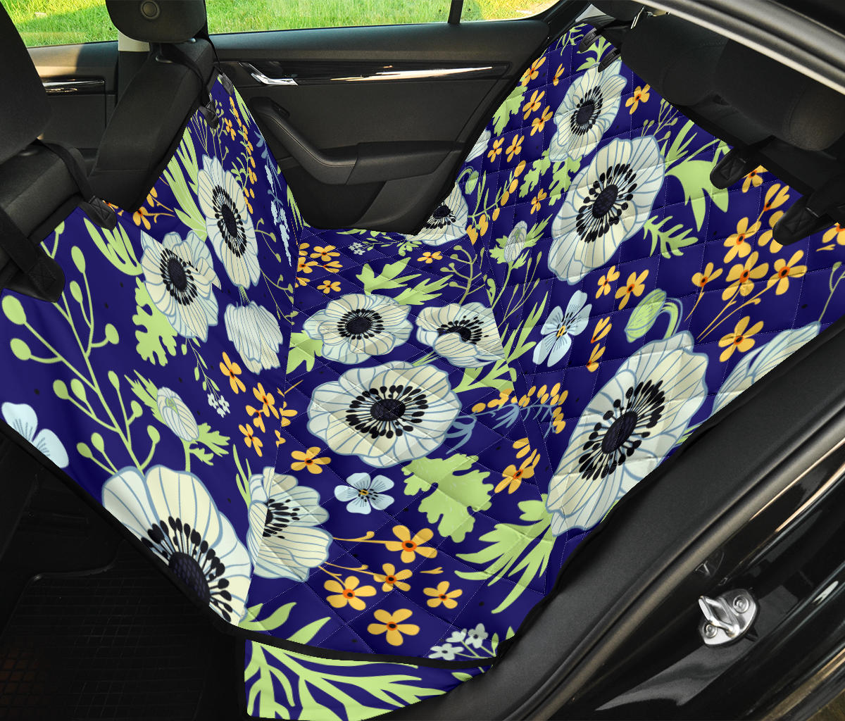 Anemone Pattern Print Design AM06 Rear Dog  Seat Cover