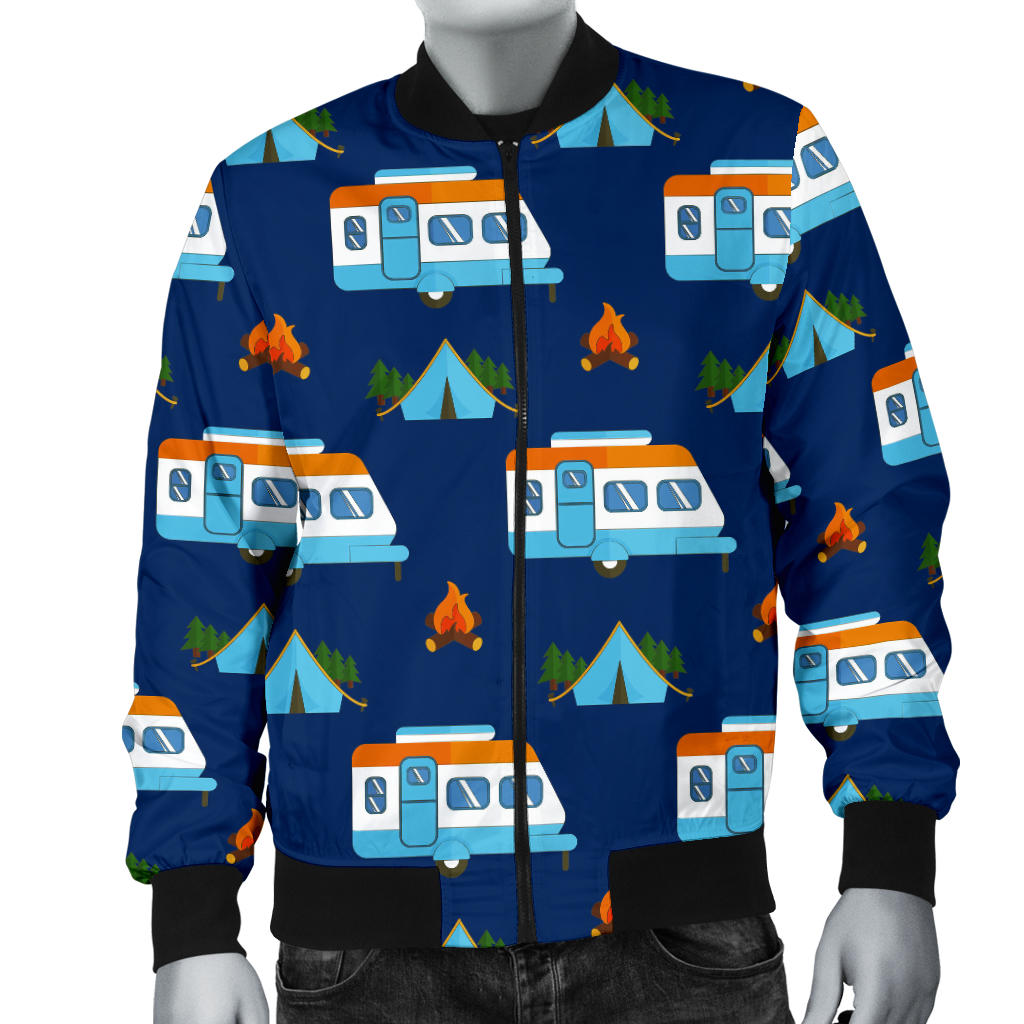 Camper Pattern Camping Themed No 3 Print Men Bomber Jacket