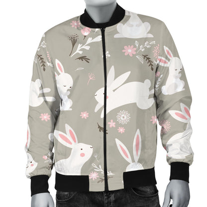 Rabbit Pattern Print Design RB03 Men Bomber Jacket