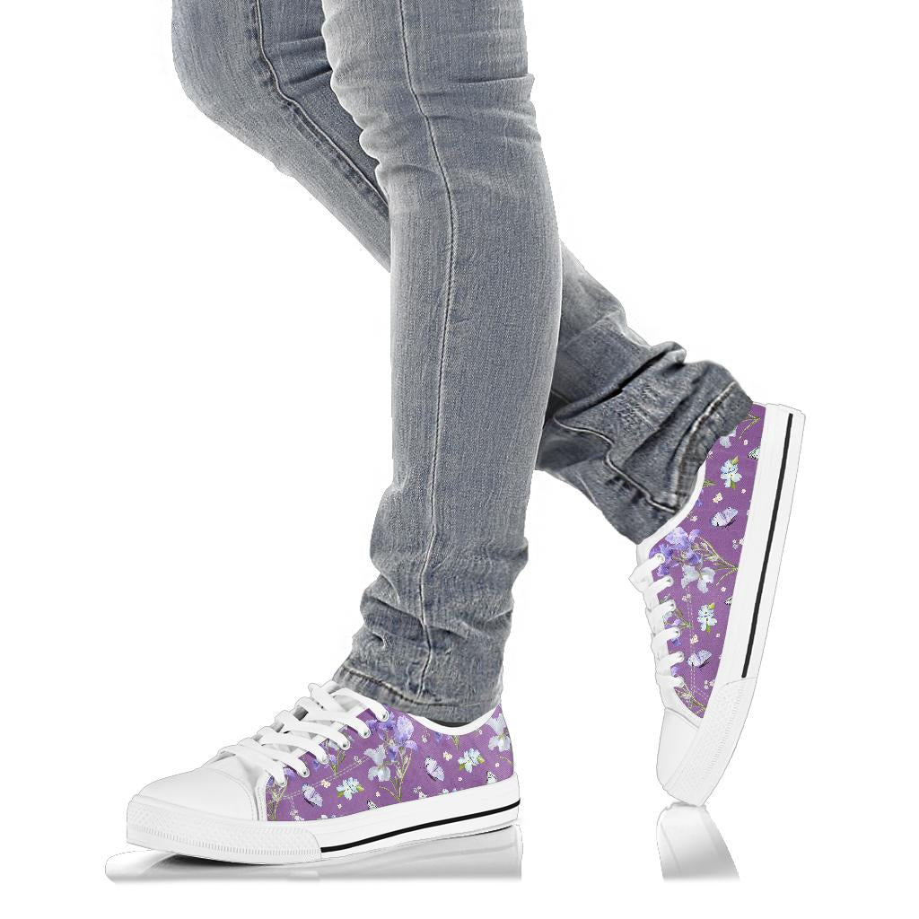 Iris Pattern Print Design IR09 White Bottom Low Top Shoes