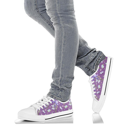 Iris Pattern Print Design IR09 White Bottom Low Top Shoes