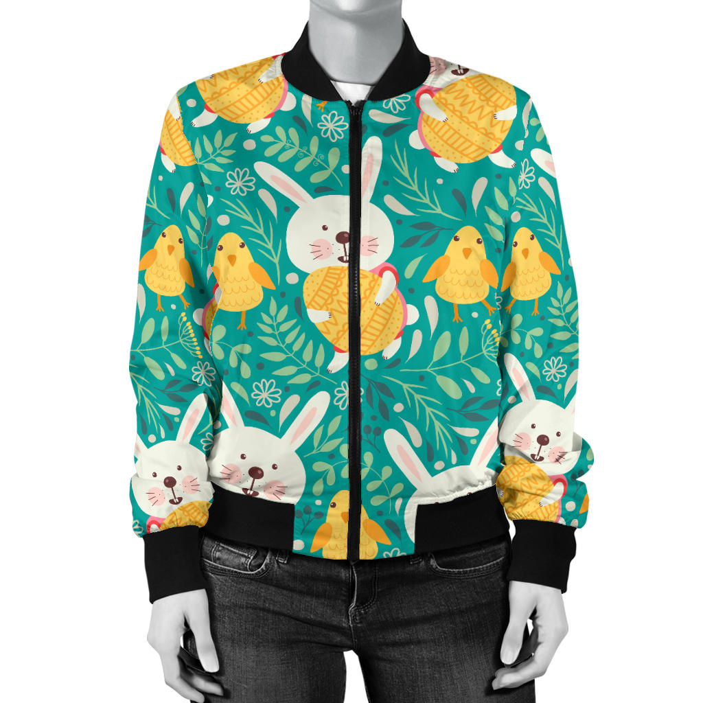 Easter Eggs Pattern Print Design RB02 Women Bomber Jacket