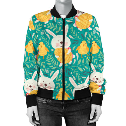 Easter Eggs Pattern Print Design RB02 Women Bomber Jacket