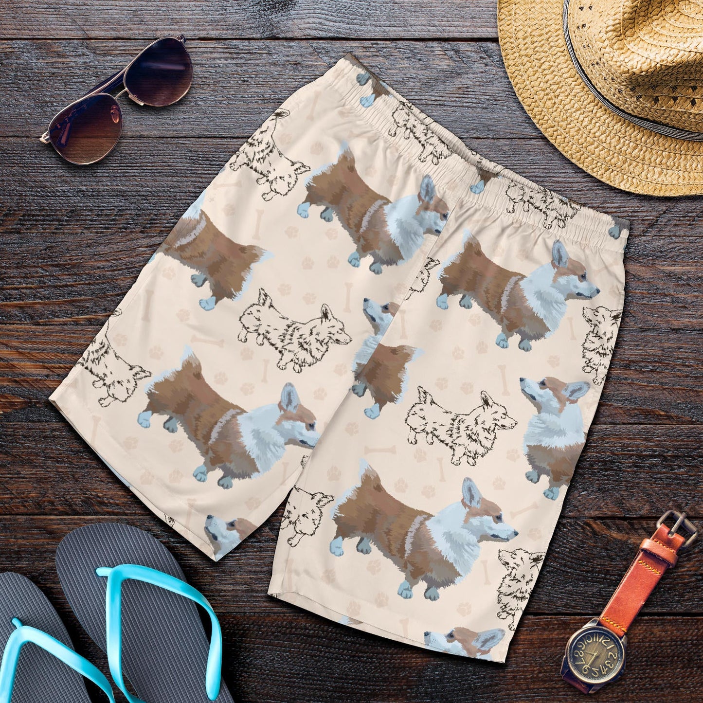 Pembroke Welsh Corgis Pattern Print Design A03 Mens Shorts