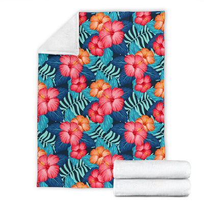 Red Hibiscus Pattern Print Design HB02 Fleece Blanket