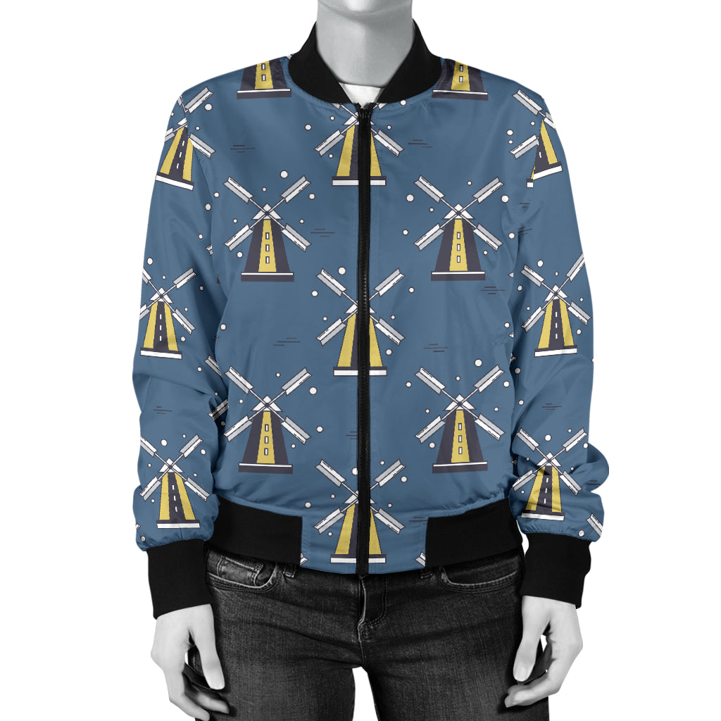 Windmill Pattern Print Design 03 Women's Bomber Jacket