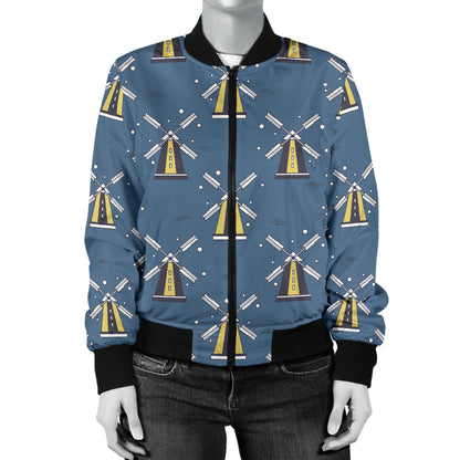 Windmill Pattern Print Design 03 Women's Bomber Jacket