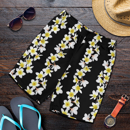 White Plumeria Pattern Print Design PM08 Mens Shorts