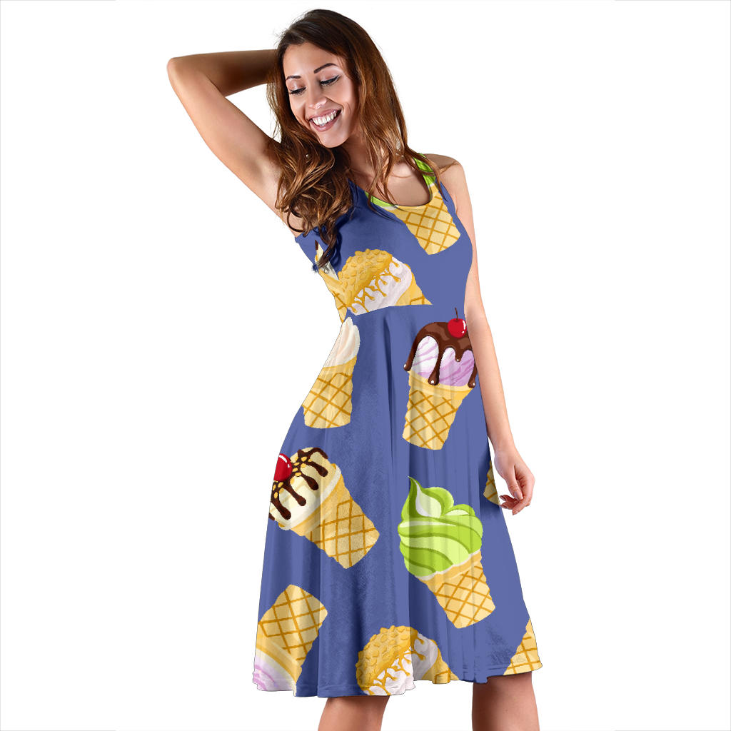 Ice Cream Pattern Print Design IC03 Midi Dress