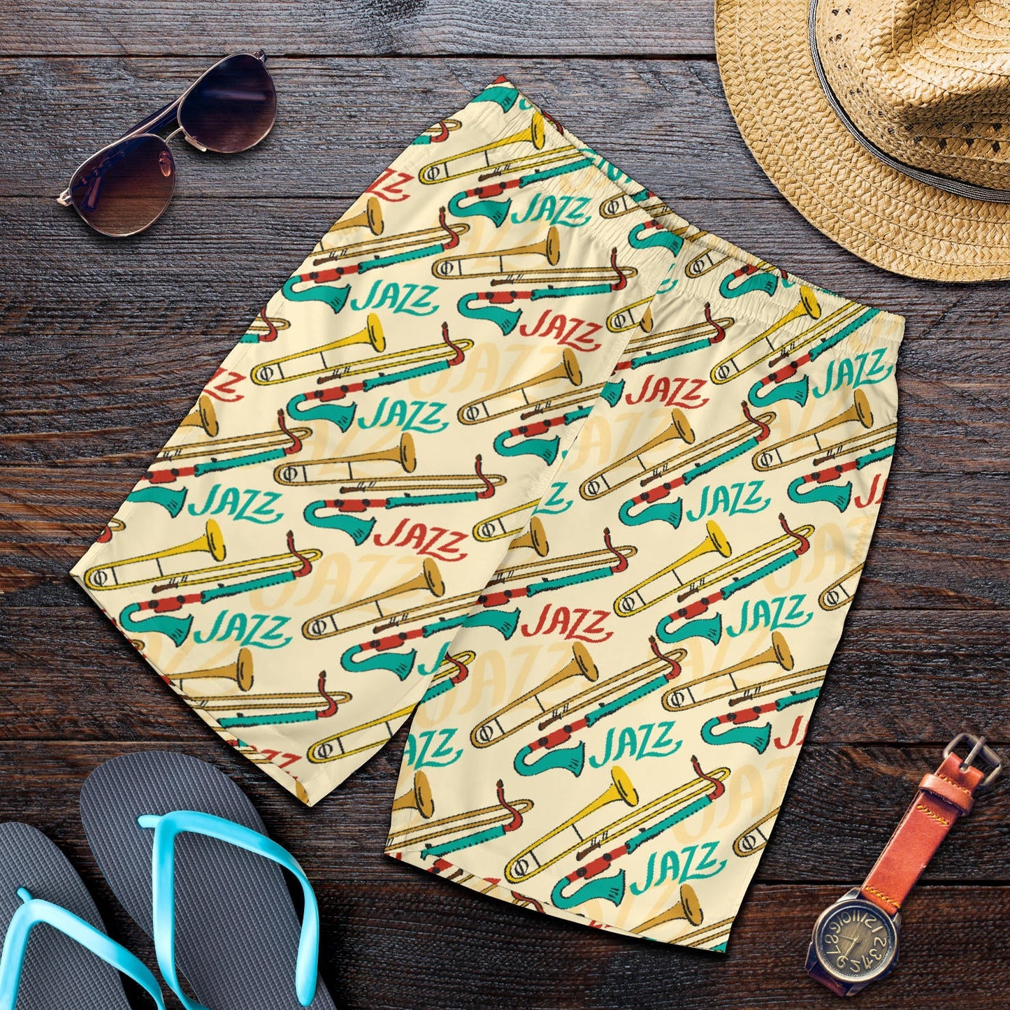 Trombone Pattern Print Design 03 Mens Shorts