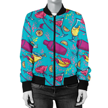 Cocktail Pattern Print Design 03 Women's Bomber Jacket