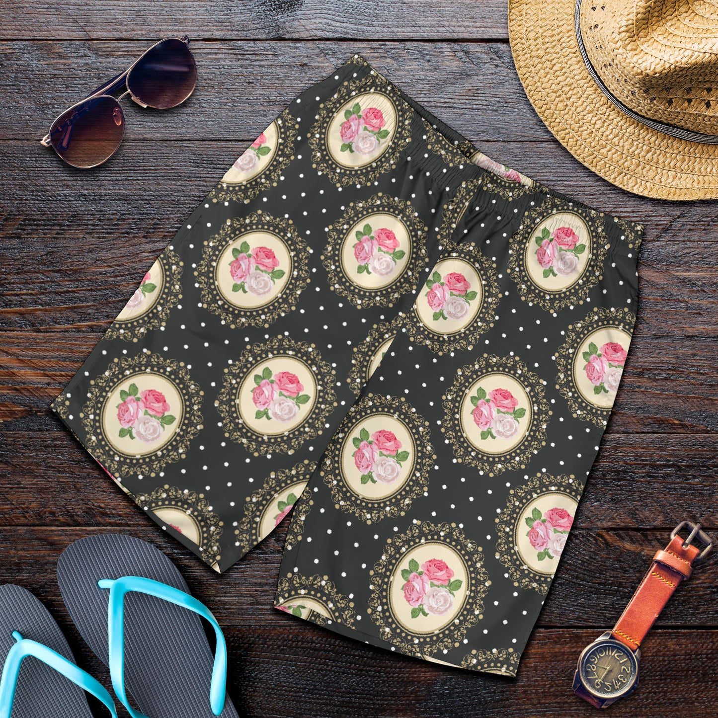 Rose Pattern Print Design RO015 Mens Shorts