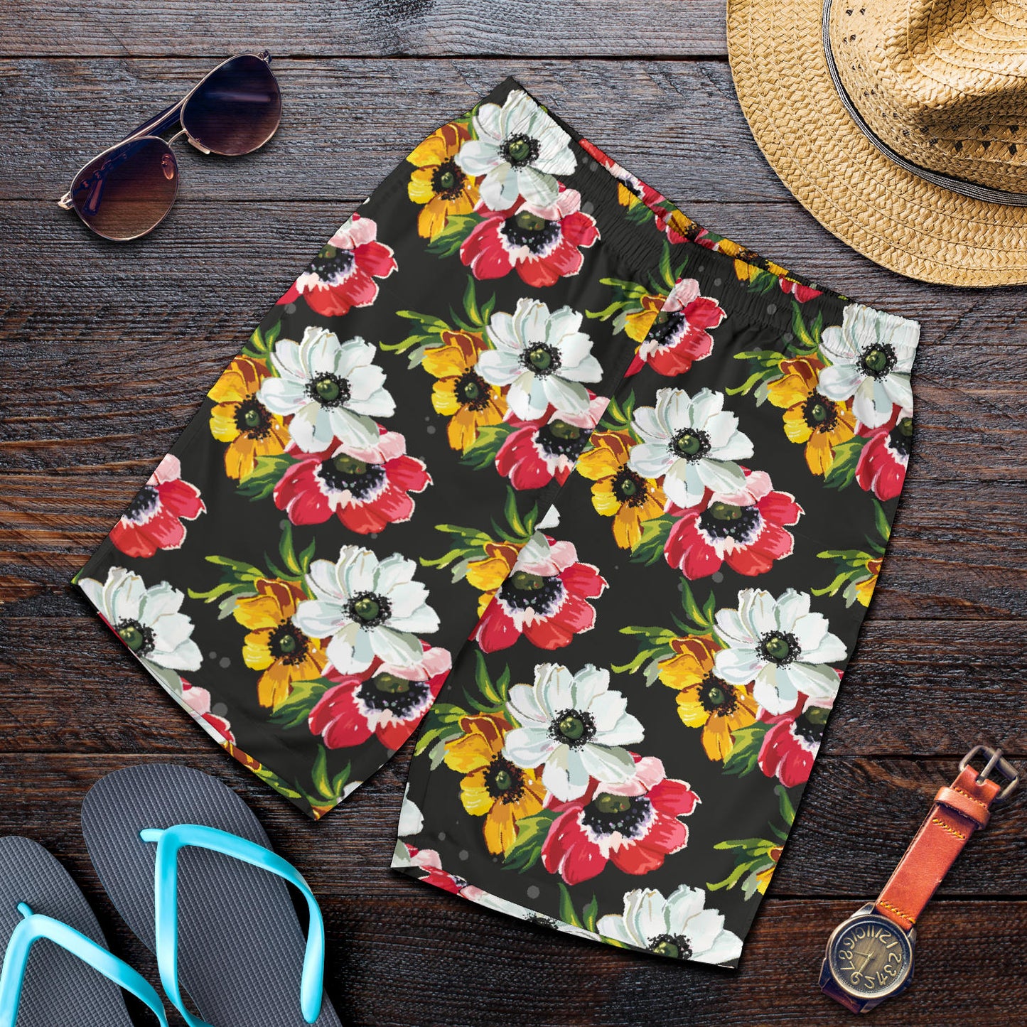 Anemone Pattern Print Design AM07 Mens Shorts