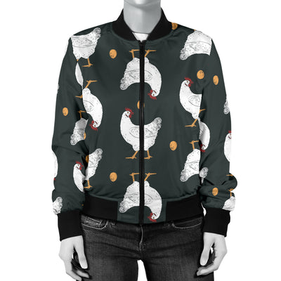 Chicken Pattern Print Design 06 Women's Bomber Jacket